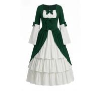 Costume Donna Halloween, Abito da Corte Gotico con Scollo Quadrato, Design Che snellisce la Vita e Papillon Ricamato, Abito Formale
