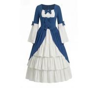 Costume Donna Halloween, Abito da Corte Gotico con Scollo Quadrato, Design Che snellisce la Vita e Papillon Ricamato, Abito Formale