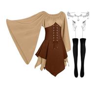 Costume Donna Halloween Corset Angelo Cosplay Vestito Corsetto Abito Rinascimentale Medievale Strega Pirata Vampiro Vampira Gotico Adulto Steampunk Elfo Vestiti Carnevale Sexy Costumi Marrone XXL
