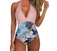 Costume Donna Intero Sexy Costume da Bagno Modellante Costumi Interi con Scollo a V Bikini Un Pezzo Monokini Mare Push Up Floreale Bikini Costumi da Piscina Donna