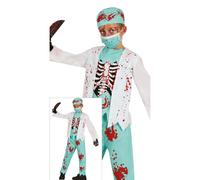 COSTUME DOTTORE MEDICO SCHELETRO ZOMBIE VESTITO TRAVESTIMENTO HALLOWEEN COSPLAY