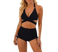 Costume Due Pezzi Curvy Bikini Contenitivo Donna Bikini da Donna con Laterali con Lacci, Costume da Bagno A Due Pezzi, Costumi Bagno A Vita Alta, Body Elegante Taglie