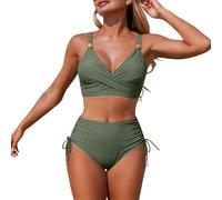 Costume Due Pezzi Curvy Bikini Contenitivo Donna Set Bikini A Vita Alta da Donna, Costumi da Bagno con Laccetti Incrociati sulla Schiena Body Donna Elegante Costume Ciclo Mestruale