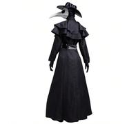 Costume e set di accessori per Halloween da medico della peste in stile steampunk medievale per uomo, nero Taglia: La cintura è allungata. Si prega di fare riferimento alla tabella delle taglie nell'i