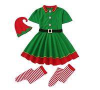 Costume Elfo Donna Costume Natalizio Adulti Vestito Famiglia Completo Da Elfo Verde Bambino Di Cosplay Gonna Calzini Di Babbo Set Di Buon Natale Da Festa Costumi Christmas Carnevale Gioco Party
