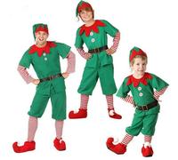 Costume Elfo Donna Uomo Bambino Vestito da Elfo Verde per Adulti Neonato Festa Costumi Carnevale Famiglia Travestimento Natale Elfo Kit Cosplay Costume da Elfo Natalizio con Cappello Cintura e Calzini