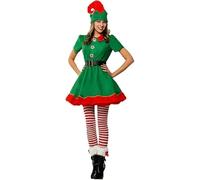 Costume Elfo Donna Uomo per Unisex, Abito con cintura, calze e cappello, Elfi di Natale, Elfi per Natale, cerimonie, feste, Carnevale