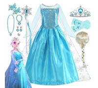 Costume Elsa Frozen Bambina Vestito Principessa dei Ghiacci Set Completo