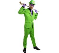 Funidelia Costume Ufficiale di Enigma per uomo, Giacca, pantaloni, guanti, cravatta, cappello e maschera, Supereroi, DC Comics - Tenuta per adulti per feste, Carnevale e Halloween - Taglia XL