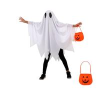Costume Fantasma Bambini Halloween Mantello Travestimento Per Ragazzi E Ragazze Con Secchiello Zucca Mantello Fantasma Per Dolcetto O Scherzetto