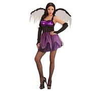 COSTUME FATINA GOTICA DONNA ABITO CON ALI GUANTI TRAVESTIMENTO HALLOWEEN COSPLAY