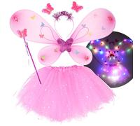 Costume Fatina Rosa Brillante con Ali e Bacchetta - Rosa chiaro