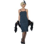 Costume Flapper Teal Lungo Donne Outfit Elegante Anni '20 S-XXL
