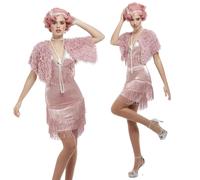 Costume Flapper Vintage Rosa Polveroso Anni '20 Deluxe Great Gatsby