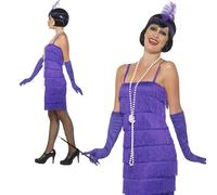 Costume Flapper Viola Per Donne Anni 1920 Outfit Elegante S-XXL