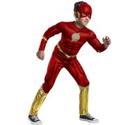 Costume Flash Black Line per Bambini Tuta con Muscolo Petto e Maschera Ufficiale