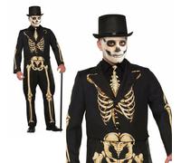 Costume Formale Scheletro Mr Bones Uomo Halloween Abbigliamento Elegante