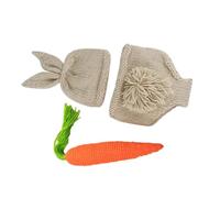 Costume Fotografico Cappello e Pantaloni per Ragazzo Ragazza All'uncinetto | Set Tre Pezzi Carota Giocattolo, Lana Lavorata a Mano, per Sessioni Fotografiche e Ricordo
