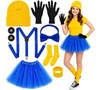 Costume giallo per Halloween, 10 pezzi, per Carnevale e Halloween | Dettagli accessori premium, esperienza di immersione del personaggio, installazione e usura semplici