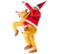 Costume gonfiabile da Babbo Natale che cavalca un alce, divertenti decorazioni natalizie per donne e uomini sopra i 4, 9 piedi