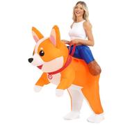 Costume gonfiabile per cane adulto Halloween Blow Up Costumi Cavalcata su Corgi Costume Animale Vestito per Donne Uomini Divertente Cosplay Party