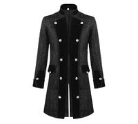 Costume gotico da uomo, cappotto steampunk, da uomo, lungo, nero, medievale, frack, doppiopetto, retrò, stile vittoriano, da passeggio, da teatro, da pirati, da vampiro, per cosplay, Halloween