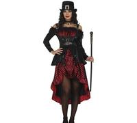 Costume gotico steampunk nero e rosso donna