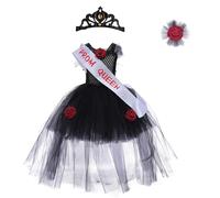Costume Halloween Abito Spaventoso Con Tiara E Fascia In Raso