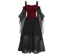 Costume Halloween Adulto Gotica Steampunk Abito Cosplay Carnevale Strega Corsetti Vestito Donna Angelo Pirata Coppia Costumi Abiti Vampiro Lungo Sexy Gotico Corsetto Vestiti Rosso 5XL