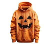 Costume Halloween Adulto Horror Con Cappuccio Autunno Pullover Costume Halloween Uomo Horror Running Imbottita Pile Terrifier Sweatshirt Felpe Da Lavoro Trekking Elegante Abbigliamento(Arancia,S)