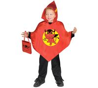 Costume Halloween Baby Poncho Rosso Diavoletto Bambino Taglia Unica 3-6 Anni