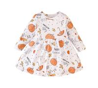 Costume Halloween Bambina da Ragazza per Vestito Gotico Strega Stampa a Zucca Scheletro Carnevale Cosplay Feste