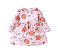 Costume Halloween Bambina da Ragazza per Vestito Gotico Strega Stampa a Zucca Scheletro Carnevale Cosplay Feste