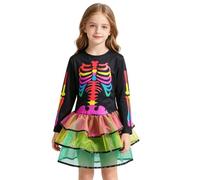 Costume Halloween Bambina Vampira - Abito da Scheletro per Halloween da Bambina, Costume per Feste in Maschera, Vestito Elegante con tutù