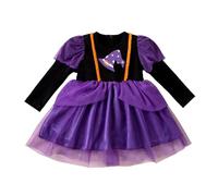 Costume Halloween Bambina Vestito Bambino Gonna Tulle Ragazza da Strega per Zucca Bambini Cappello Costumi Completo Carnevale Cosplay Feste