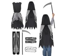 Costume Halloween Bambini - Set Cappa con Cappuccio Outfit Halloween | Vestito Trucco Per Festa Ruolo Gioco Party Maschera Bambini