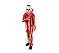 Costume halloween da pagliaccio insanguinato con vestito a righe bambino