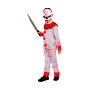 Costume halloween da pagliaccio insanguinato con vestito bianco bambino