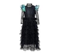 Costume Halloween da ragazza, costume da strega incantato in pizzo di lusso con cappello nero per travestimento gioco ruolo a feste e carnevali per ragazze dai 5 ai 12 anni travestimento principessa