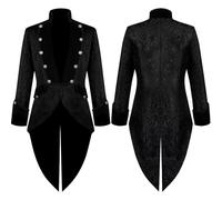 Costume Halloween da uomo, costume medievale retrò punk per Halloween Cosplay, giacca con bordo dorato gotico, vestito da sera, costume Halloween