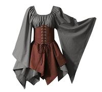 Costume Halloween Donna Abito Da Donna Halloween Rinascimentale Medievale Costume Da Regina Medievale Vittoriano Abito Da Sera Gotico Vestiti Maniche a Tromba Retrò Vestito Carnevale Cosplay
