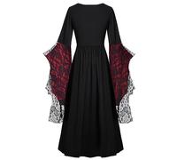 Costume Halloween Donna Costume Da Regina Medievale Vittoriano Abito Da Sera Gotico Abito Da Donna Halloween Rinascimentale Medievale Vestiti Maniche a Tromba Curvy Vestito Cosplay Carnevale
