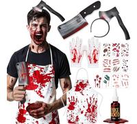 Costume Halloween Macellaio Maschera Orrore - Completo Halloween(B)