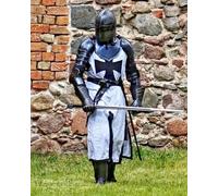 Costume Halloween Medievale Cavaliere Templare Nero Full Body Set Armatura Co...
