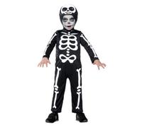 Costume halloween scheletrino baby con stampa, tuta in jersey elasticizzato e cuffia staccabile - disponibile in diverse taglie