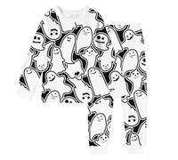 Costume Halloween Scheletro Bambino - di Halloween per bambini ragazzi e ragazze a maniche lunghe con scarabocchio costume fai da te per la primavera e l'estate comodo stagionale