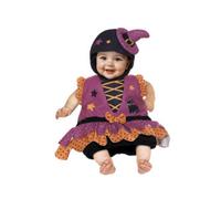 Costume Halloween Streghetta Baby 6-12 Mesi - Saccotto Vellutato Senza Maniche con Cuffia