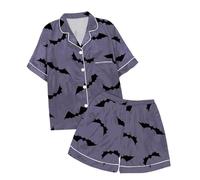Costume halloween t pigiama maniche corte pantaloni stampati a pipistrello travestimento ragazza ragazzo deguisee carnival travestimento notte travestimento halloween con materiale leggero costume in