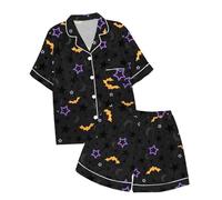 Costume halloween t pigiama maniche corte pantaloni stampati a pipistrello travestimento ragazza ragazzo deguisee carnival travestimento notte travestimento halloween con materiale leggero costume in