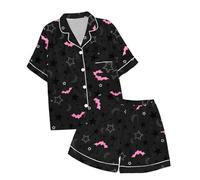 Costume halloween t pigiama maniche corte pantaloni stampati a pipistrello travestimento ragazza ragazzo deguisee carnival travestimento notte travestimento halloween con materiale leggero costume in